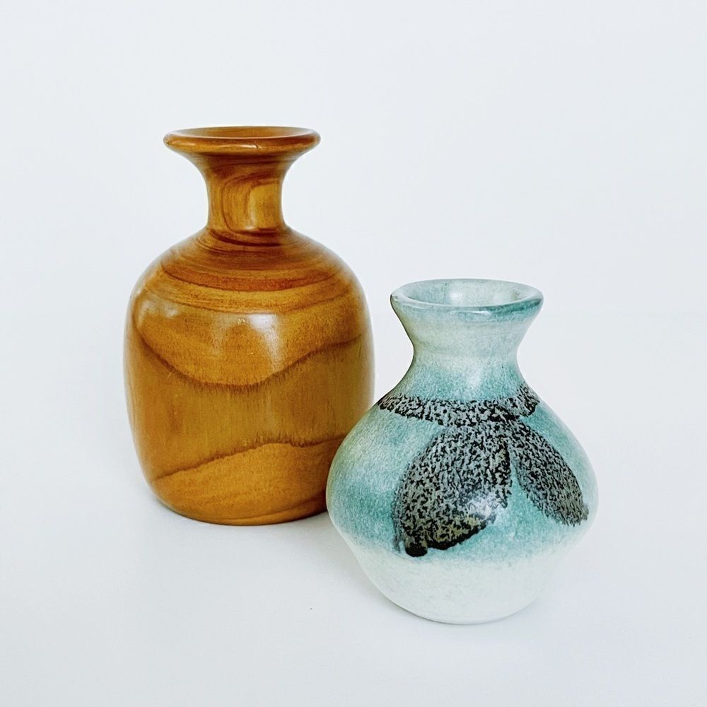 Small Vintage Sea Foam Grey Turquoise Fat Lava Ceramic Teardrop Vase​​ - Picture 8 of 8